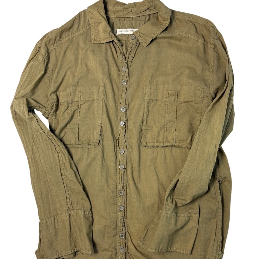Free People medium  Button Down Shirt Womens Olive Brown Cotton OB1480486 we the
